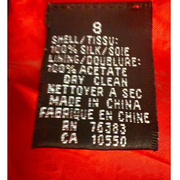 August Silk Red 100% Silk Blazer Women’s 8 Shoulder Pads Vintage Classic - Picture 8 of 8